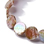 Natural Drawbench Freshwater Shell Beads Strands, AB Color Plated, Flat Round