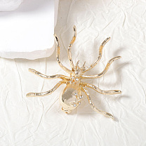 Halloween Alloy Rhinestone Brooches for Clothes, Spider