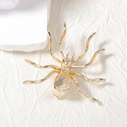 Halloween Alloy Rhinestone Brooches for Clothes, Spider