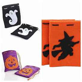 2 pcs sacs de rangement en tissu d'Halloween, pochettes à cordon sac d'emballage, rectangle