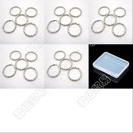 500Pcs 5 Style Iron Soldered Closed Jump Rings, Twisted Round, Diamond Cut Textured