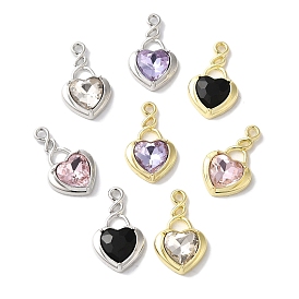 Heart Rack Plating Alloy Pendants, with Rhinestone, Cadmium Free & Nickel Free & Lead Free, Mixed Color