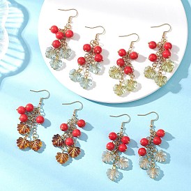 Серьги-подвески в форме листьев из синтетической бирюзы и акрила, С 304 результатами из нержавеющей стали, золотые