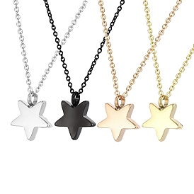 Star Stainless Steel Pendant Necklace, Urn Ashes Necklaces for Men Women