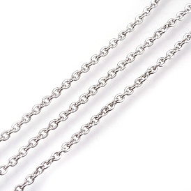 304 Stainless Steel Cable Chains, Unwelded, with Spool,  Flat Oval