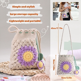 Kits de bolsas de almacenamiento de crochet diy, incluyendo hilo de poliéster