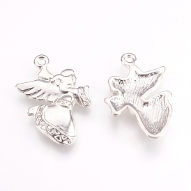 Tibetan Style Pendants, Lead Free & Cadmium Free, Angel, 25x19x3mm, Hole: 3mm