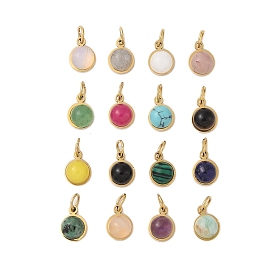 Gemstone Half Round Charms with Jump Ring, Golden Tone 316 Surgical Stainless Steel Charms