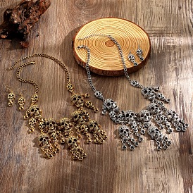 Наборы украшений из сплава на хэллоуин, включают в себя серьги-подвески и ожерелья, череп