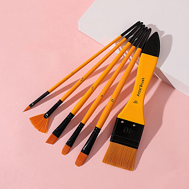 Painting Brush Set, Nylon Brush Head with Wooden Handle and Alloy Tube, for Watercolor Painting Artist Professional Painting