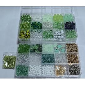 Kits de fabrication de boucles d'oreilles bricolage, y compris la perle acrylique, Des billes de verre, Perles de rocaille, perles de pierre gemme, cadres de perles en plastique ccb, Crochets d'oreille en laiton
