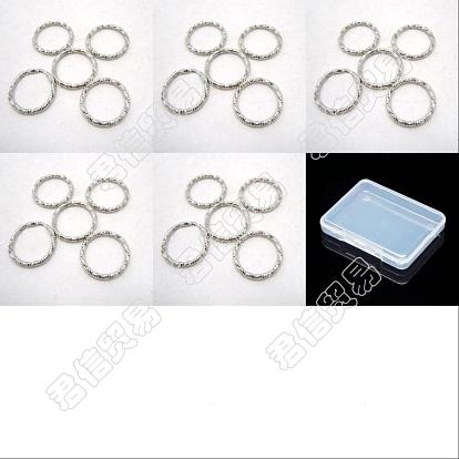 500Pcs 5 Style Iron Soldered Closed Jump Rings, Twisted Round, Diamond Cut Textured