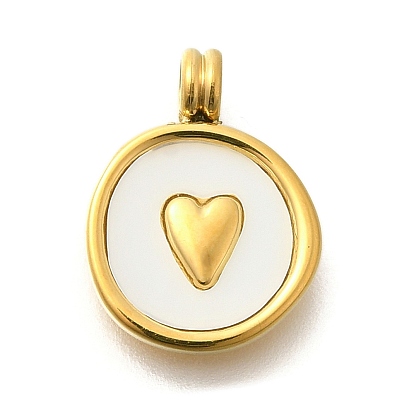 Ионное покрытие (IP) 304 подвески в виде ракушек из нержавеющей стали, плоский круглый с сердечками