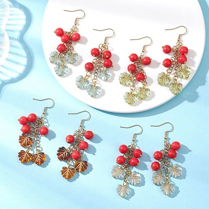 Серьги-подвески в форме листьев из синтетической бирюзы и акрила, С 304 результатами из нержавеющей стали, золотые