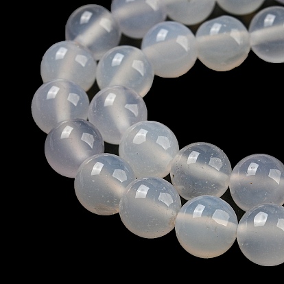 Natural Agate Beads, Dyed, Dyed, Round, White