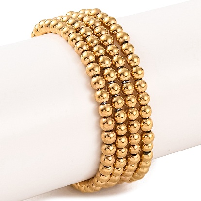 Гальванические нити из синтетических немагнитных гематитовых бусин, реальный 24 k позолоченный, круглые