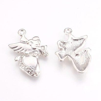 Tibetan Style Pendants, Lead Free & Cadmium Free, Angel, 25x19x3mm, Hole: 3mm