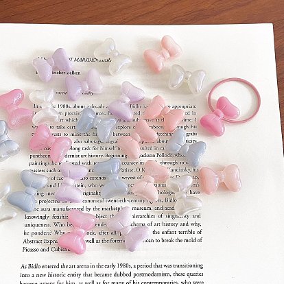 Непрозрачные акриловые бусины, бантом, с блеском порошок