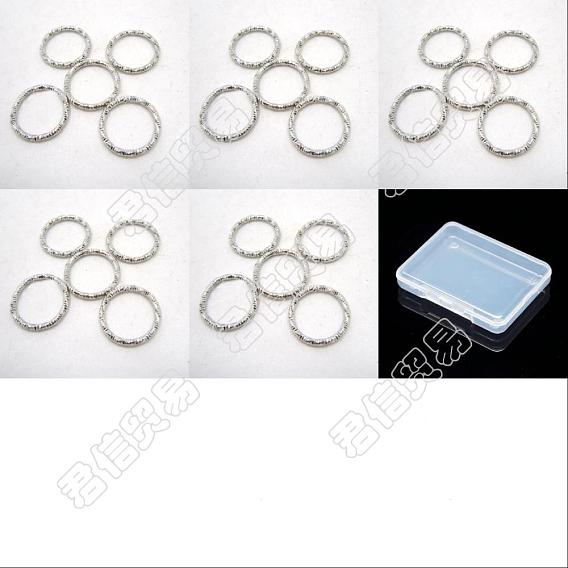 500Pcs 5 Style Iron Soldered Closed Jump Rings, Twisted Round, Diamond Cut Textured