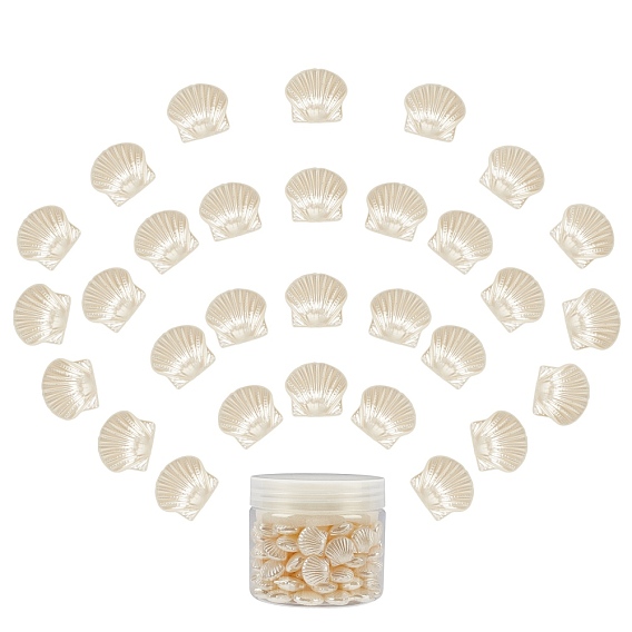 ABS Plastic Imitation Pearl Beads, Shell Shape
