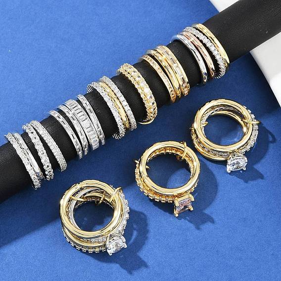 Женские кольца-пальцы с микропаве из кубических цирконий из латуни