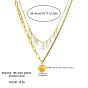 304 Stainless Steel & Plastic Pearl Pendant Double Layer Necklaces, Heart, White