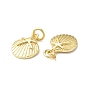 Rack Plating Brass Charms, with Jump Ring, Lead Free & Cadmium Free, Shell with Starfish Charm
