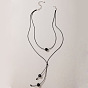 Chic Double-Layered Geometric Necklace with Woven Cord and Beads