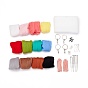 DIY Needle Felting Tools Set, with Iron Needles, Foam Chassis, Leather Figerstalls, Keychain Clasps, Open Jump Rings, Eye Pins, Plastic Craft Eyes & Wool