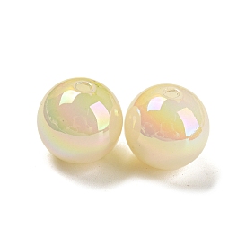 Abs perles en plastique, ronde, de couleur plaquée ab 