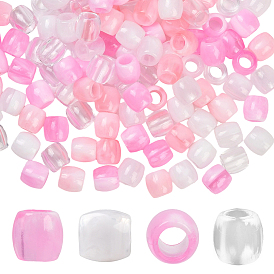 120шт 4 стили абс пластик имитация жемчуга европейские бусины, бусины с большим отверстием, баррель, двухцветные непрозрачные смоляные бусины, колонка