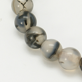 Gris naturel perles en agate brin, ronde