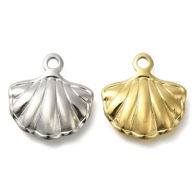 Ion Plating(IP) 304 Stainless Steel Pendants, Shell Shapes Charm