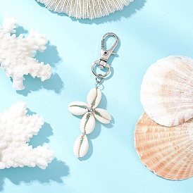 Крест натуральный кулон из ракушек каури украшения, Поворотные застежки-лобстеры из сплава для украшений сумок