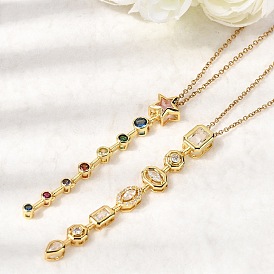 Подвеска и кисточка из латуни с инкрустацией кубическим цирконием 201 Цепочка из нержавеющей стали, золотые