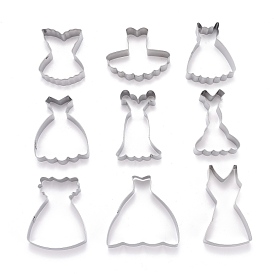 Stainless Steel Mixed Dress Shaped Cookie Candy Food Cutters Molds, for DIY Biscuit Baking Tool