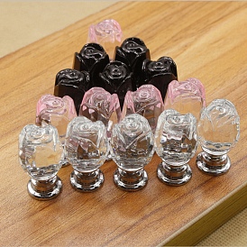 Glass Drawer Knobs, with Metal Finding, Rose Cabinet Handle