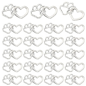 30 шт. Подвески из сплава в тибетском стиле, отпечаток лапы с сердцем