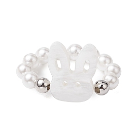 Круглые кольца с жемчугом и латунными бусинами-ракушками, Женское кольцо с кроликом из натуральной пресноводной ракушки