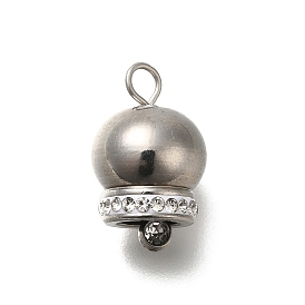 304 Stainless Steel Pendant, with Rhinestone, Christmas Bell