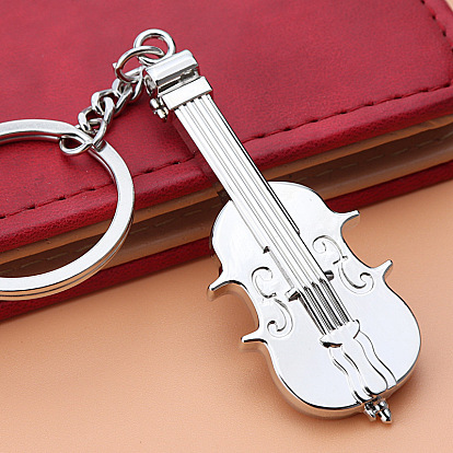 Alloy Microphone Guitar Pendant Keychain, with Split Key Ring