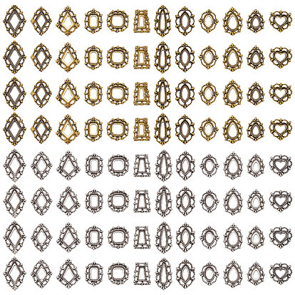 144шт. 24 стили, сплавные кабошоны, соединительные оправы для стразов