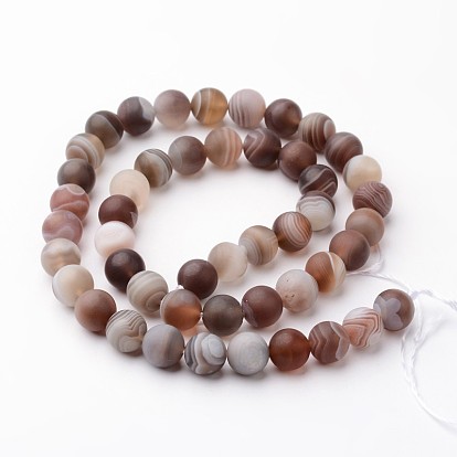 Natural Botswana Agate Bead Strands, Frosted, Round