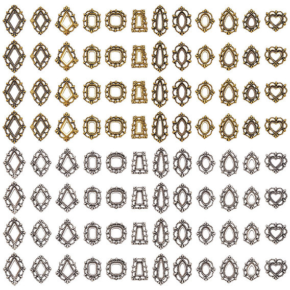 144шт. 24 стили, сплавные кабошоны, соединительные оправы для стразов