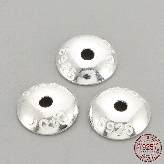 925 Sterling Silver Bead Caps, Apetalous, with 925 Stamp, Flat Round