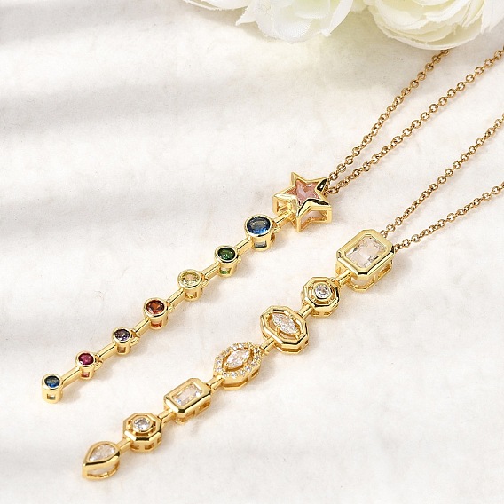 Подвеска и кисточка из латуни с инкрустацией кубическим цирконием 201 Цепочка из нержавеющей стали, золотые