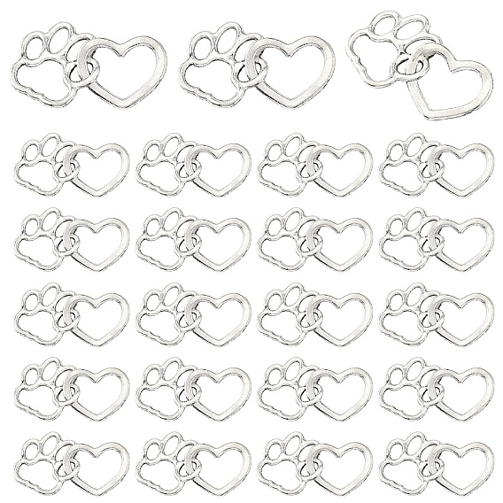 30 шт. Подвески из сплава в тибетском стиле, отпечаток лапы с сердцем