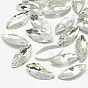 Pointed Back Glass Rhinestone Cabochons, Faceted, Horse Eye