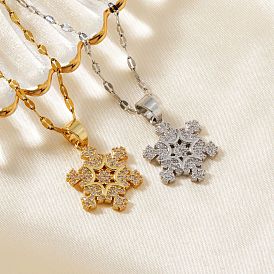 Рождественские снежинки латунные кубические циркониевые подвески ожерелья, простой и элегантный
