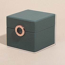 Square PU Leather Ring Jewelry Box, Finger Ring Storage Gift Case, with Velvet Inside, for Wedding, Engagement